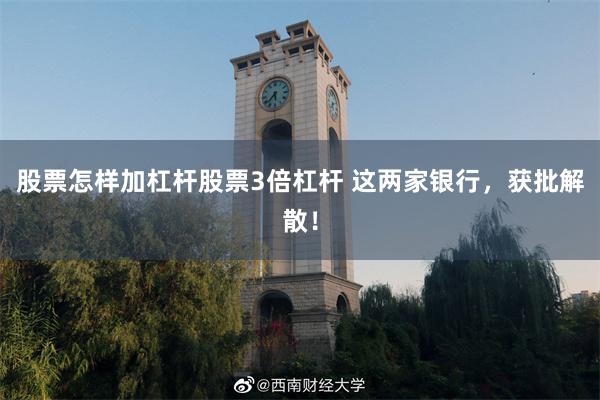 股票怎样加杠杆股票3倍杠杆 这两家银行，获批解散！