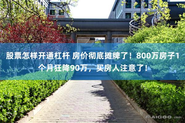 股票怎样开通杠杆 房价彻底摊牌了！800万房子1个月狂降90万，买房人注意了！